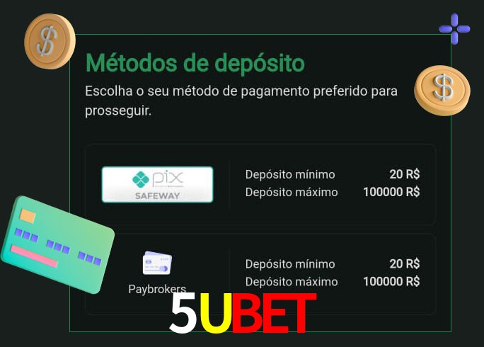 O cassino 5UBET oferece uma grande variedade de métodos de pagamento